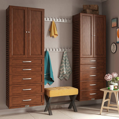 Solid Wood Accessory Tower with 5 Drawers and Doors Shaker - John Louis Home - Closet Organizers