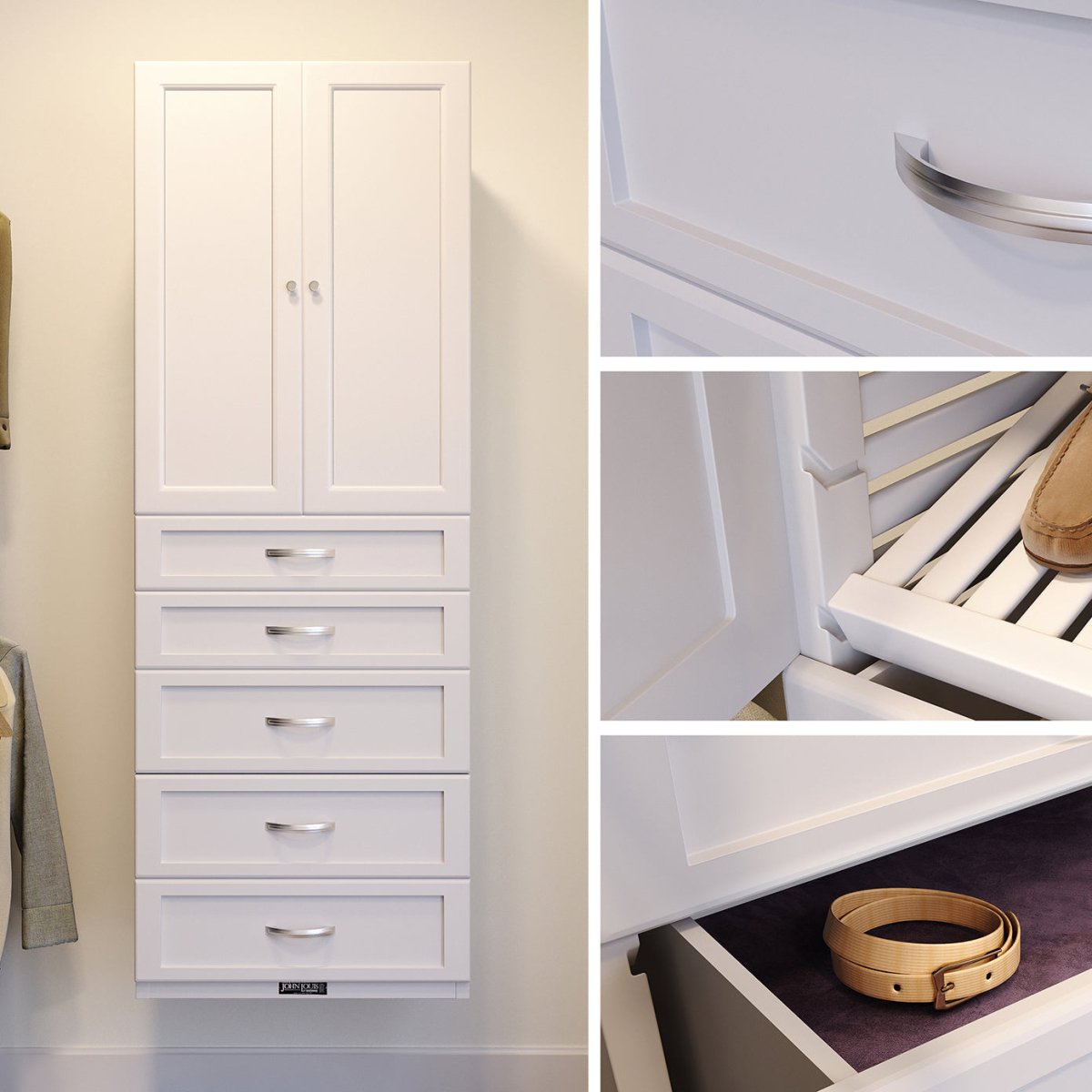 Solid Wood Accessory Tower with 5 Drawers and Doors Shaker - John Louis Home - Closet Organizers
