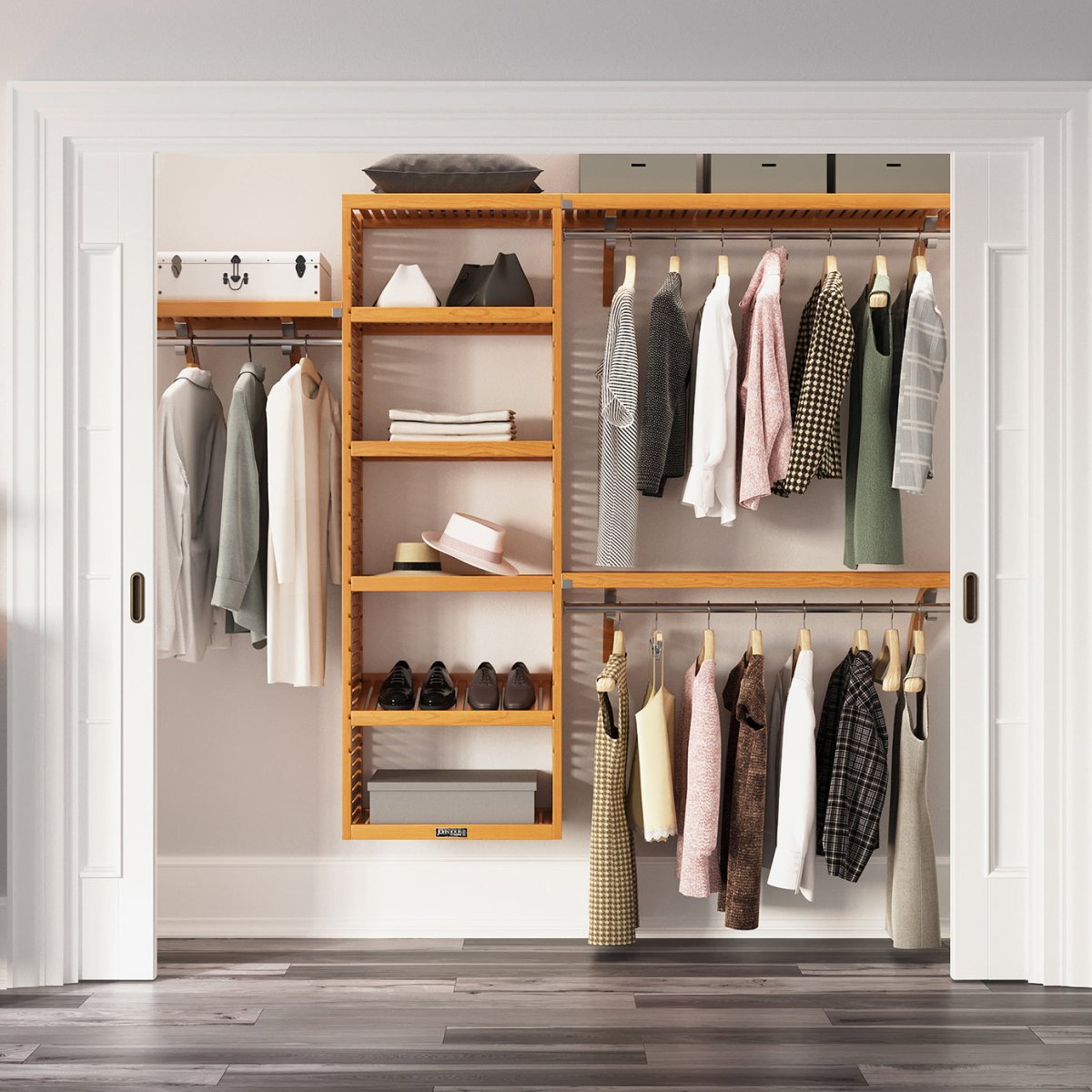 Solid Wood Closet Organizer - John Louis Home - Closet Organizers
