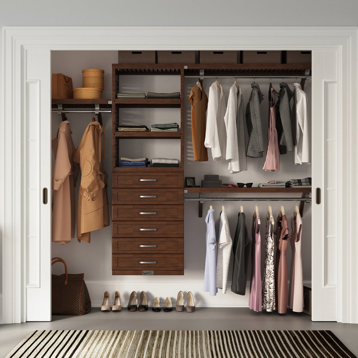 Solid Wood Closet Organizer with 6 Drawers Shaker - John Louis Home - Closet Organizers